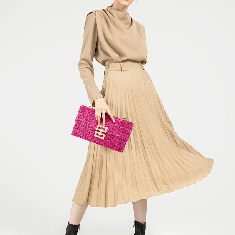 Gets Straw Clutch Purse for Women, Woven Beach Bag Summer Corssbody Purse Small Rattan Shoulder Bag for Travel | Hand-woven, Summer Beach, Envelope, Hand-woven, Summer Beach, Envelope - Image 3